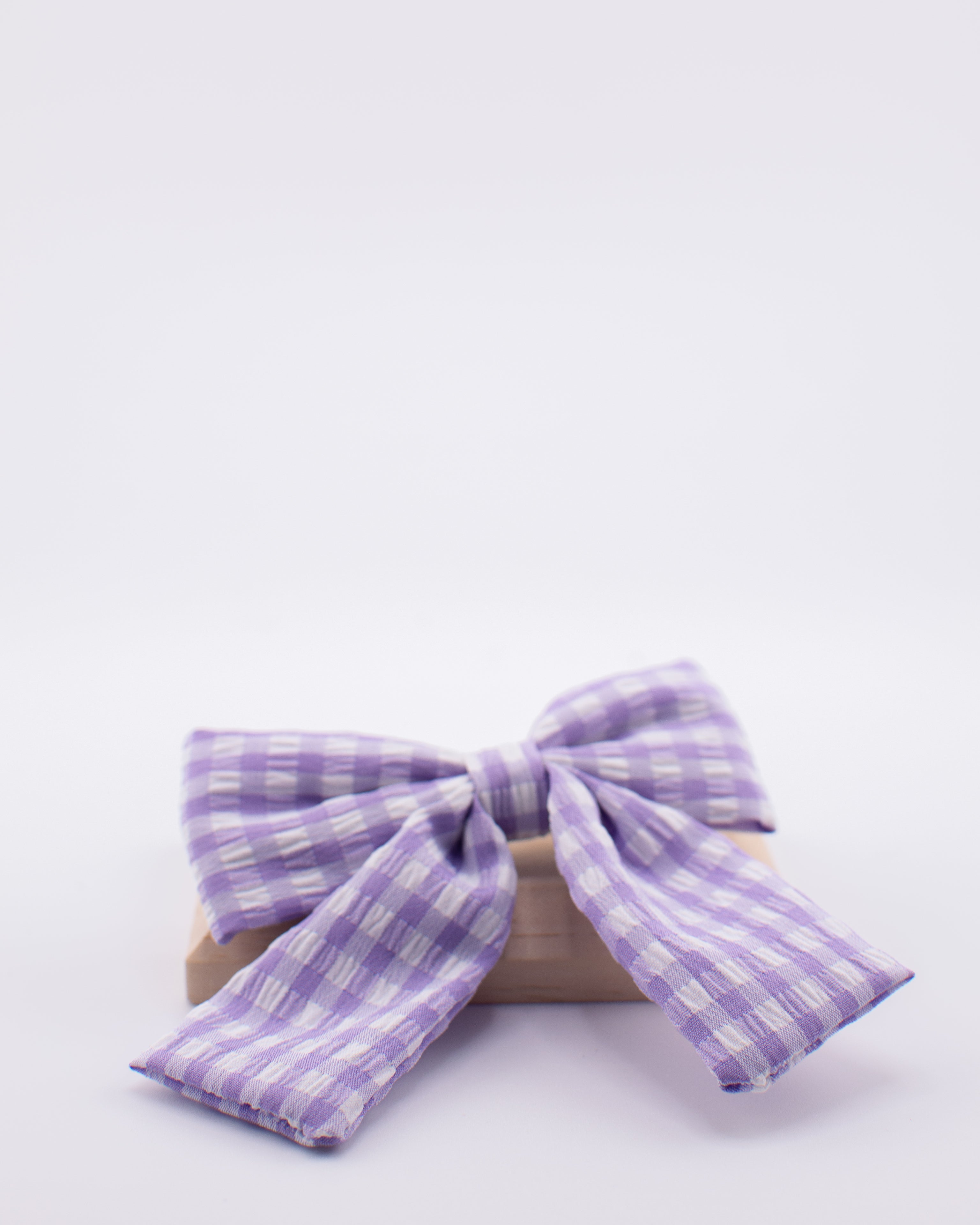 Mini Plaid Lilac Hair Bow