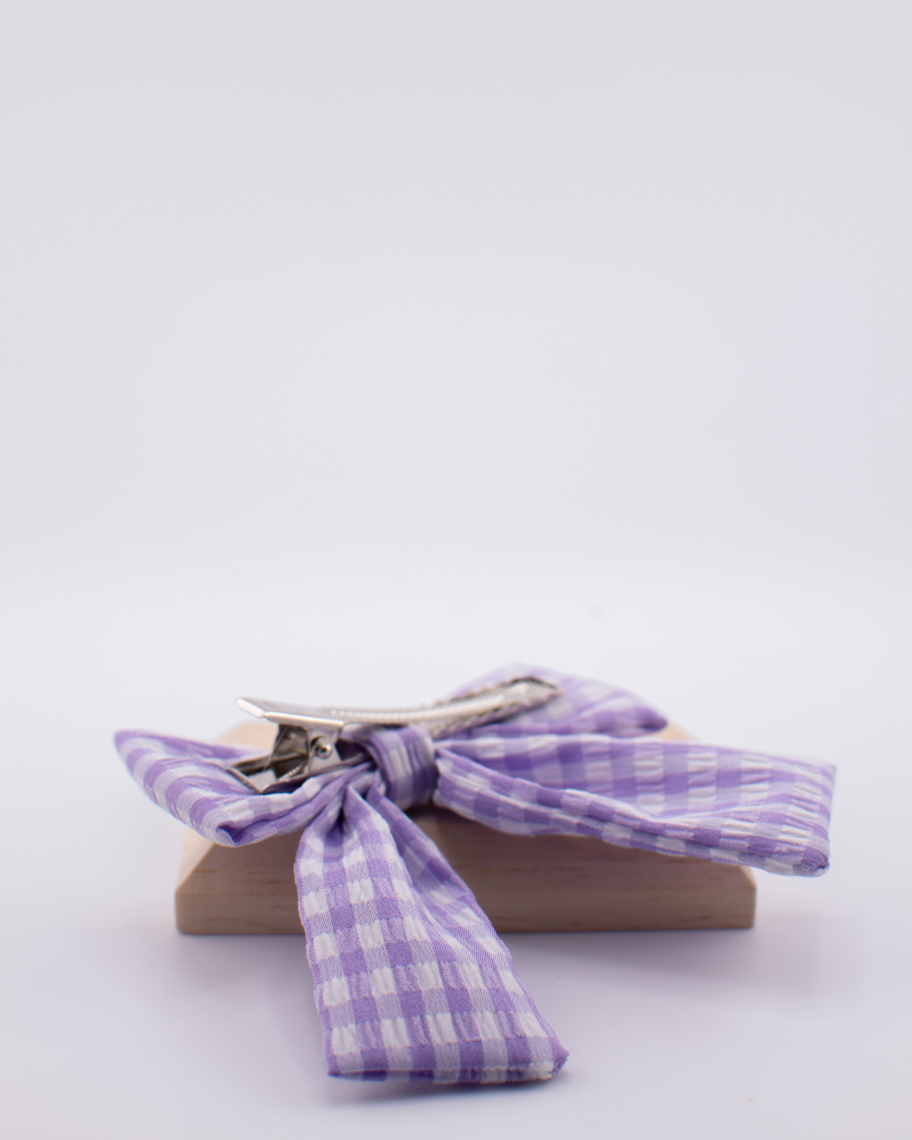 Mini Plaid Lilac Hair Bow