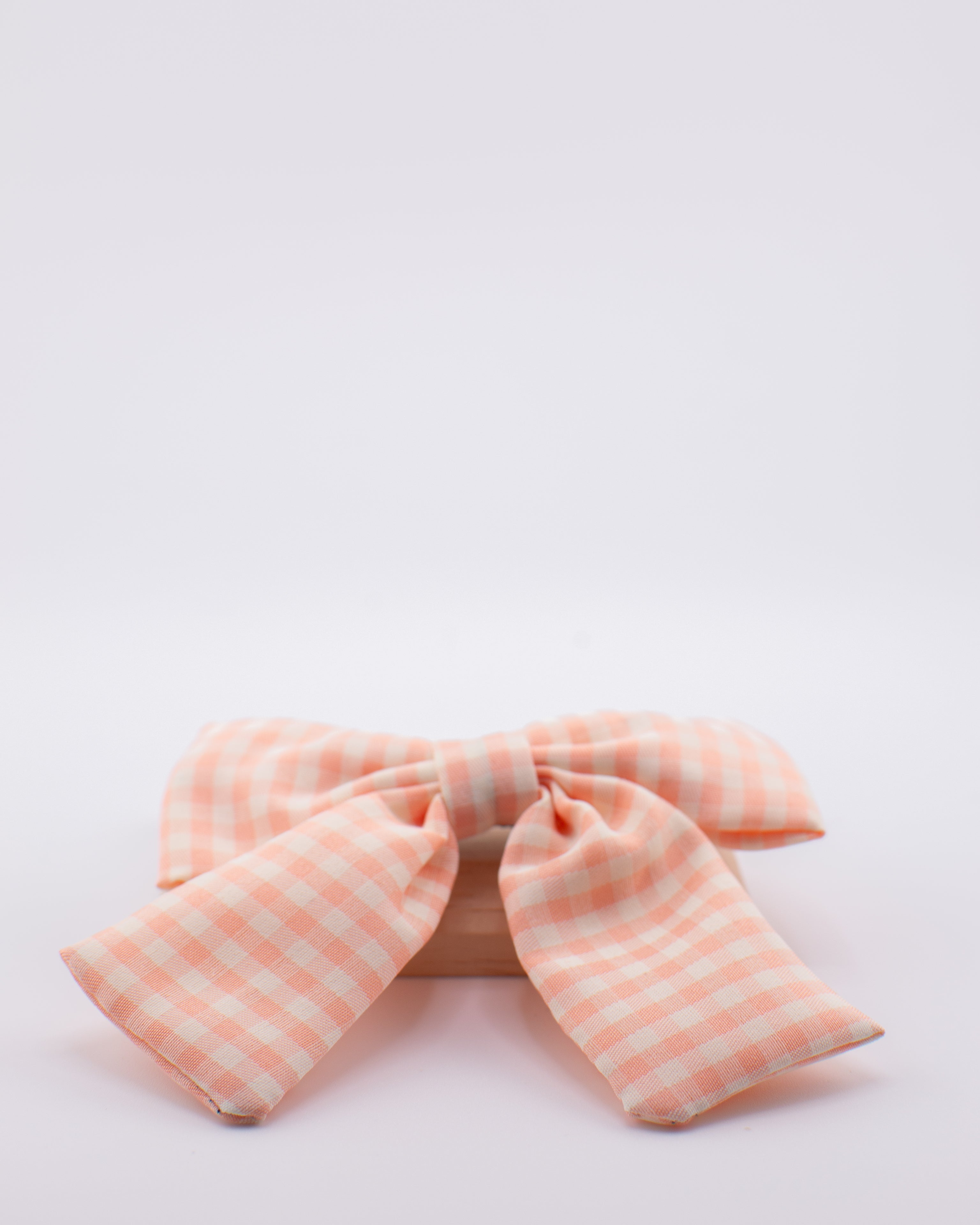 Mini Candy Plaid Peach Hair Bow