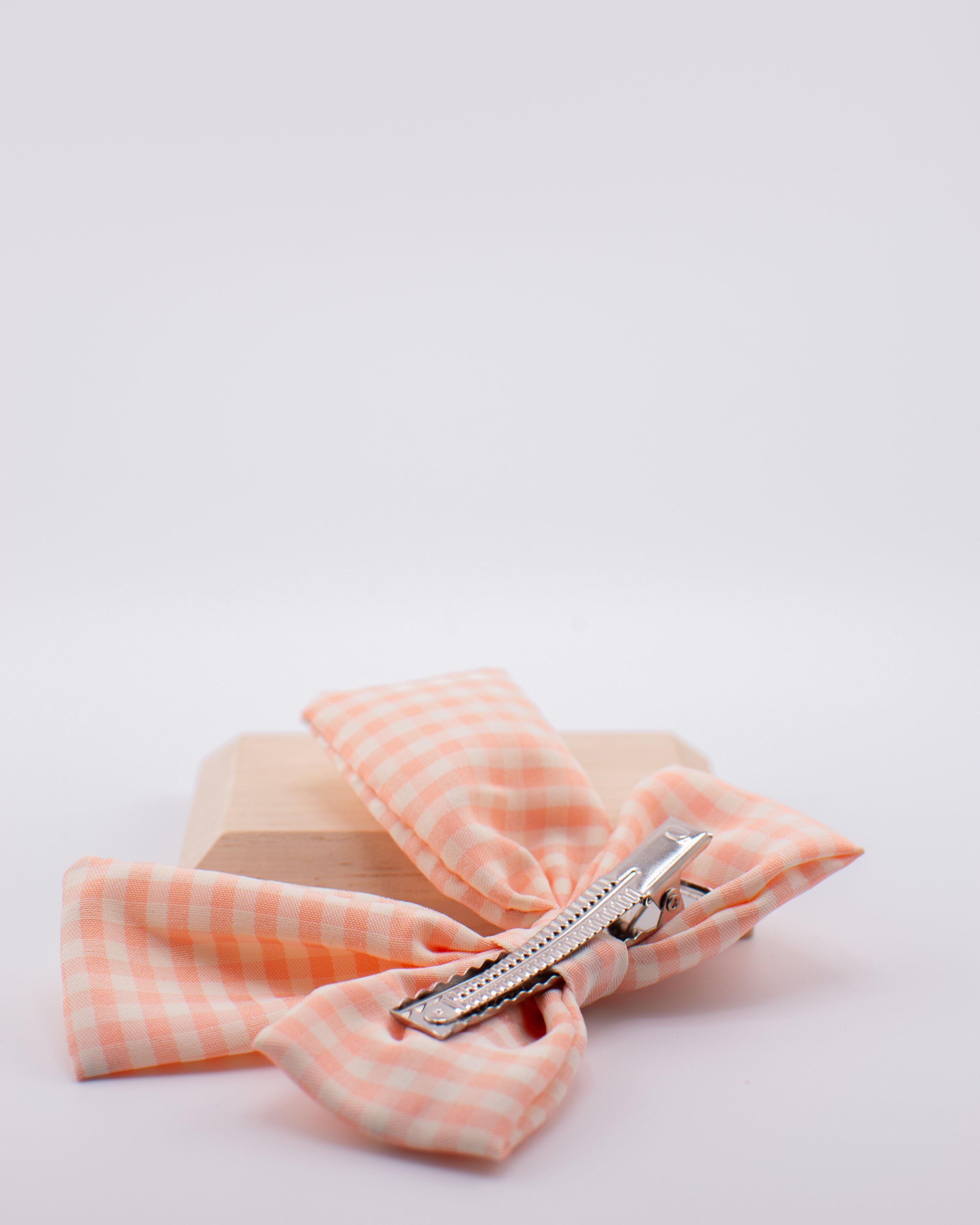 Mini Candy Plaid Peach Hair Bow