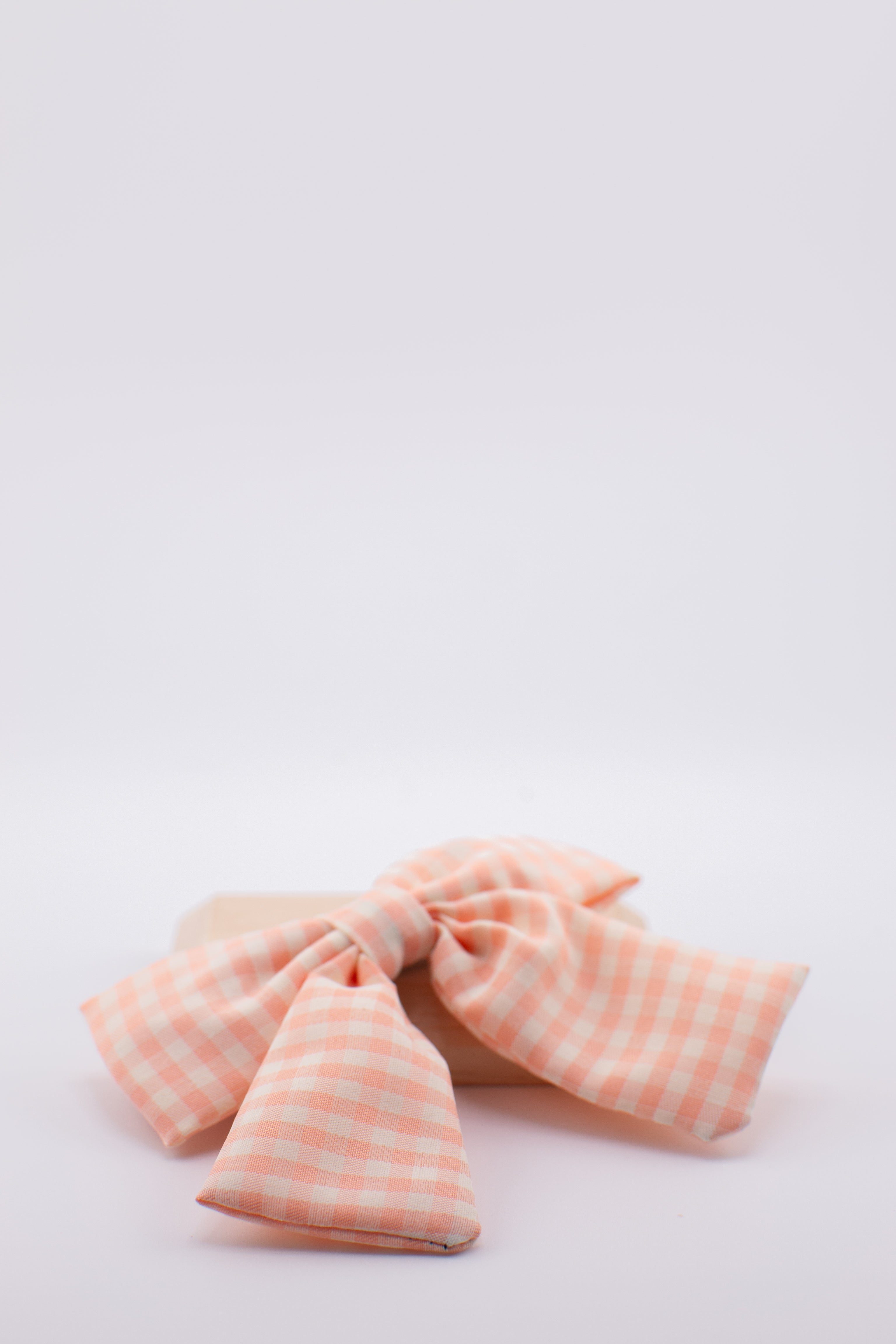 Mini Candy Plaid Peach Hair Bow