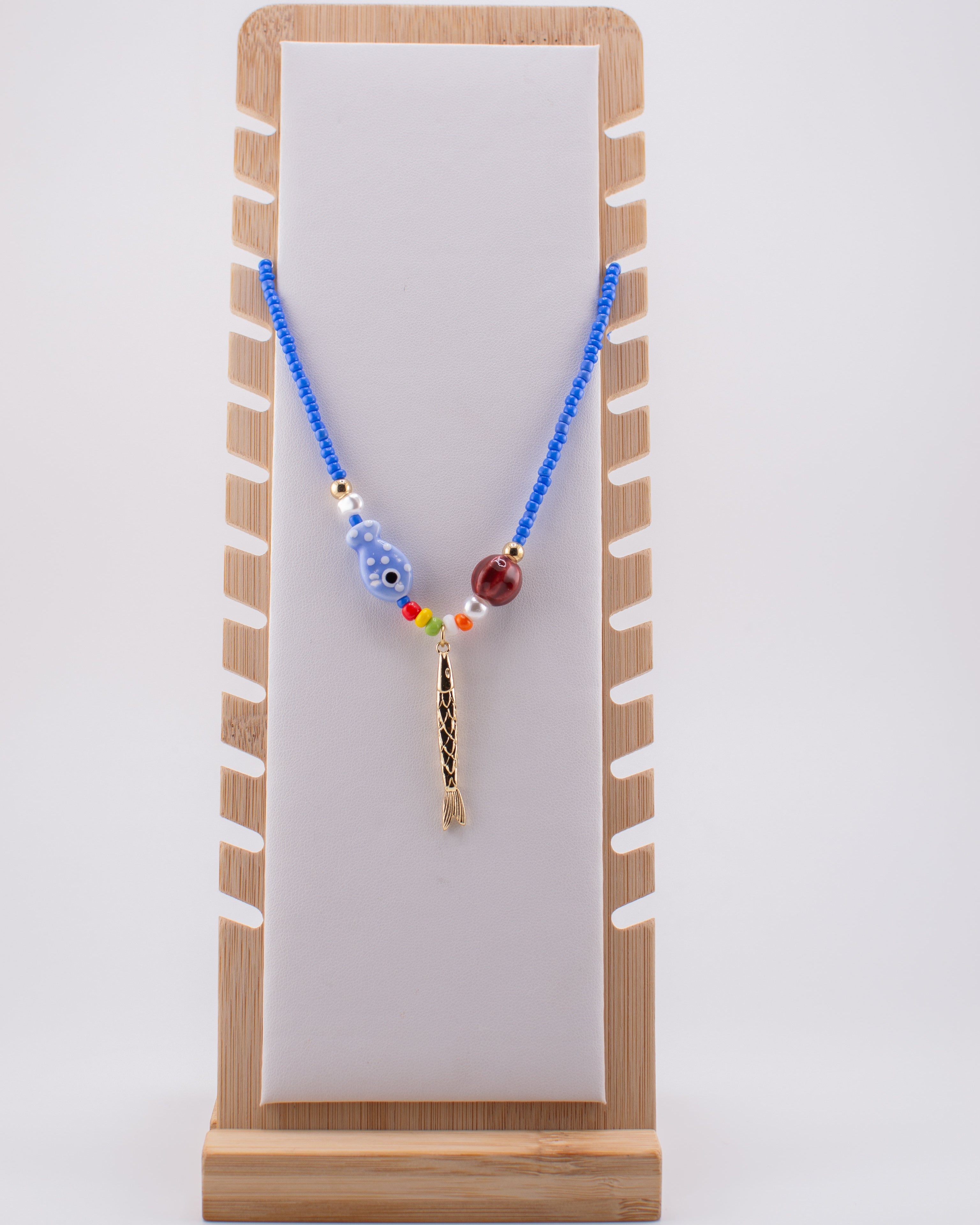 Blue Ceramic Fish Necklace