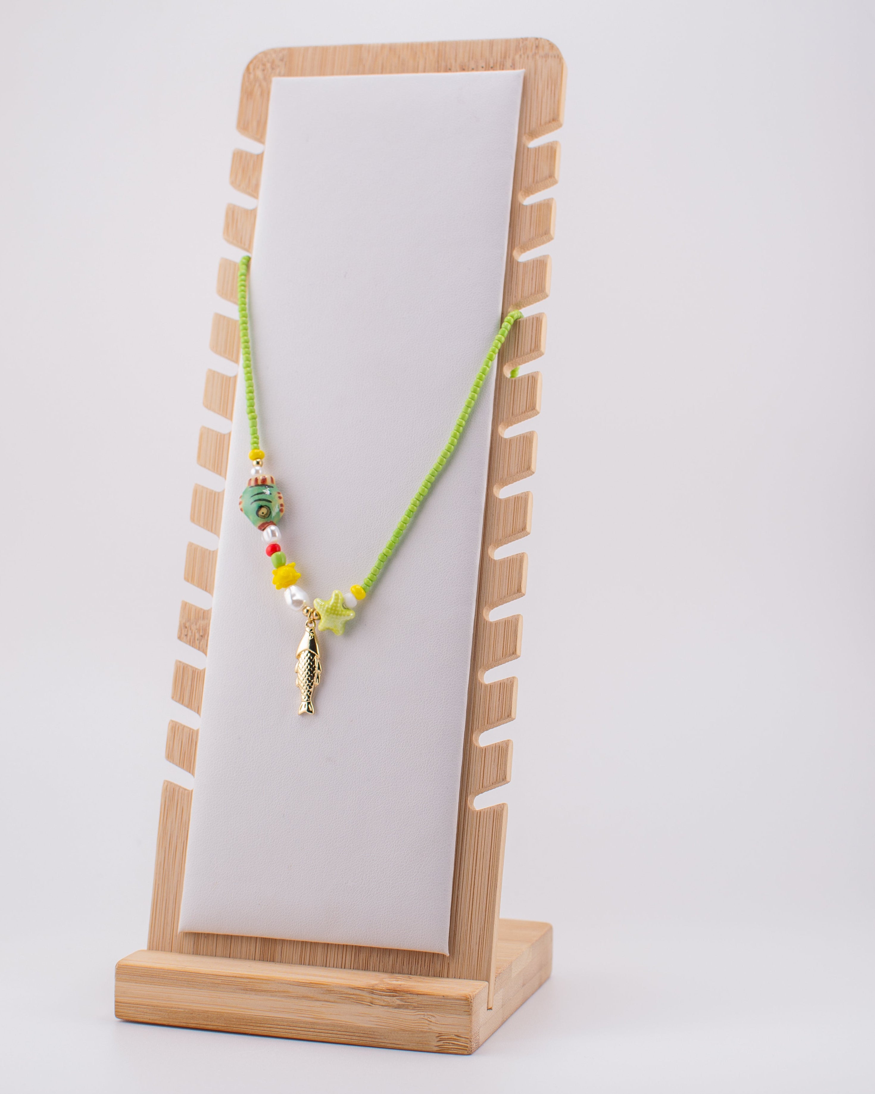 Lime Green Ceramic Fish Necklace