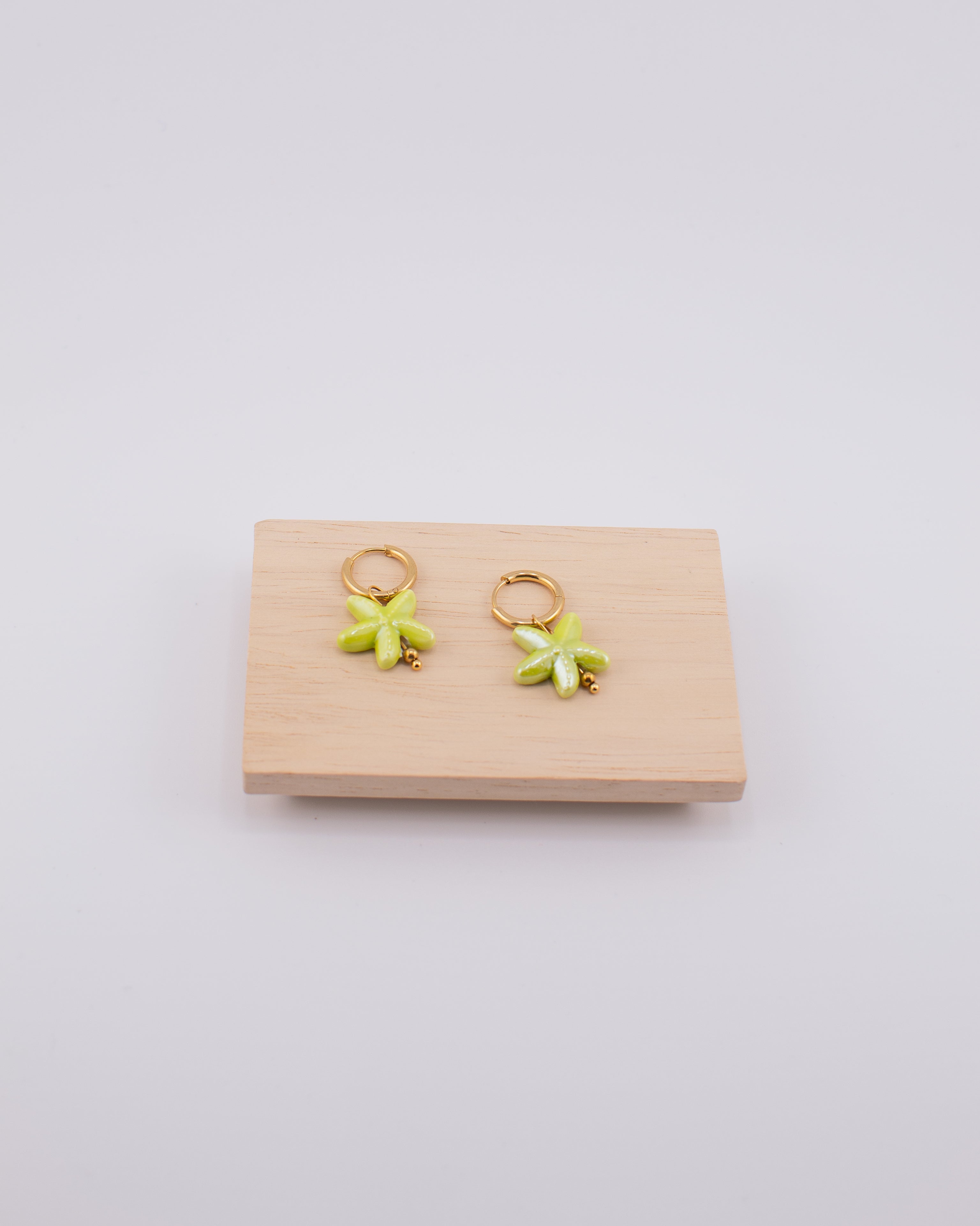 Lime Green Star Fish Earrings