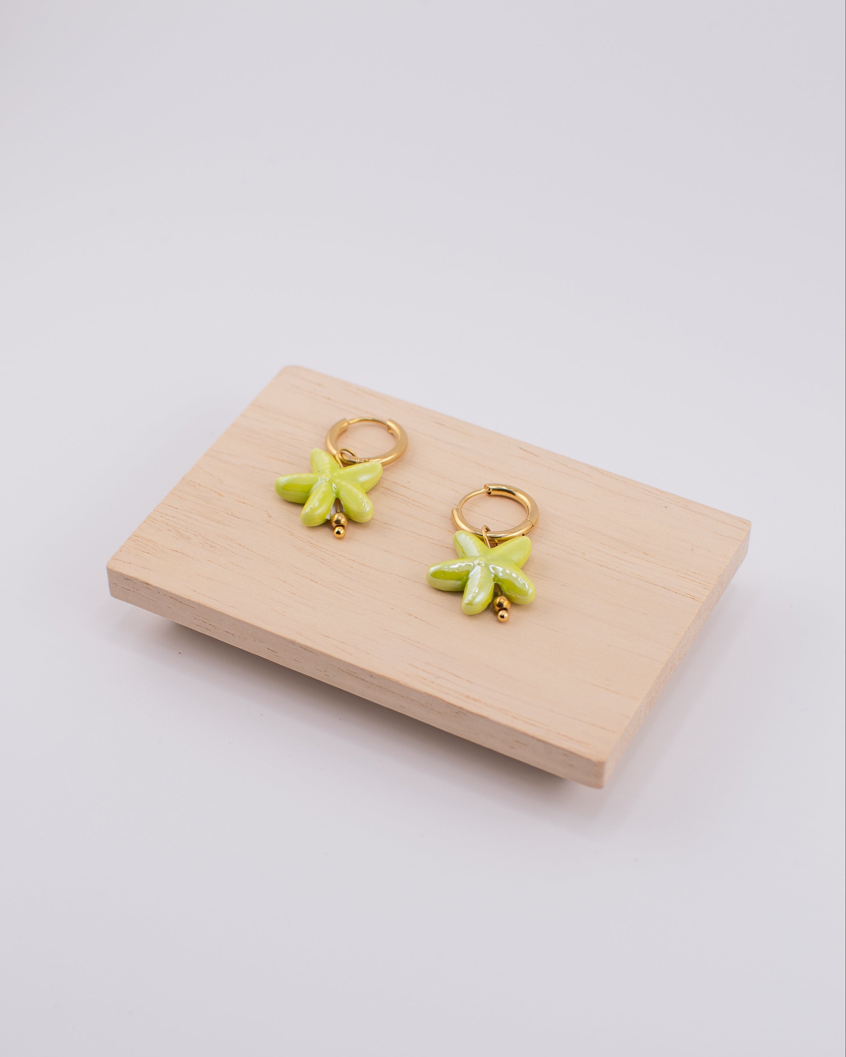 Lime Green Star Fish Earrings